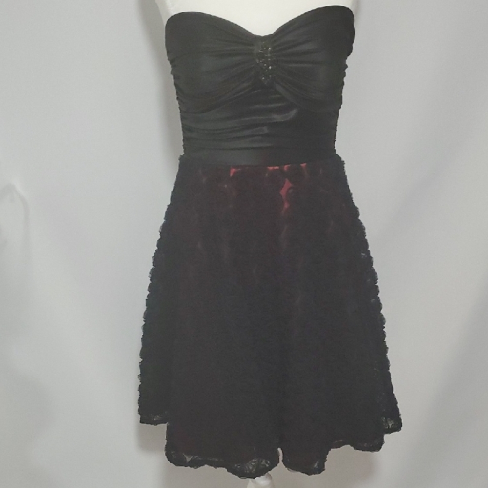 City Studio Black Strapless Fit and Flare Cocktail Dress